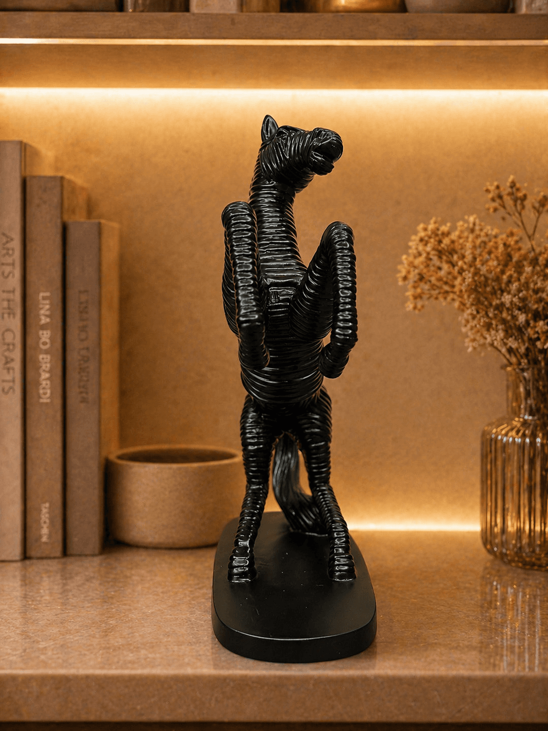 Modern Abstract Black Horse Showpiece | Luxury Rearing Horse Sculpture for Home & Office Decor preview 5